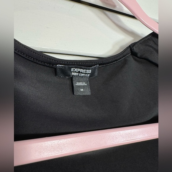 Express Womens Body Contour Black Sleeveless/Tank Drape Neck Bodysuit Size M - Picture 4 of 4